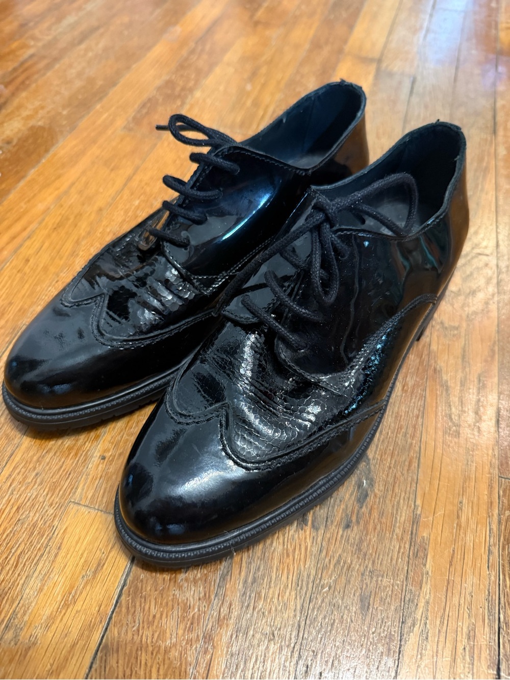 JB Martin Black Patent Leather Wingtip Dress Shoes